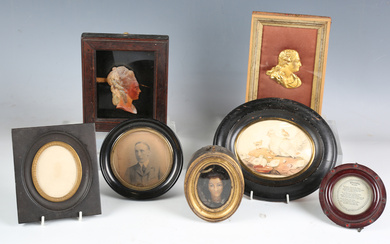 A selection of 19th century and later photograph frames, including an ormolu frame with fleur-de-lis
