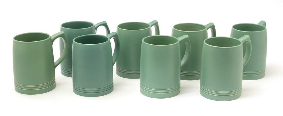 A set of eight Wedgwood mugs designed by Keith Murray.