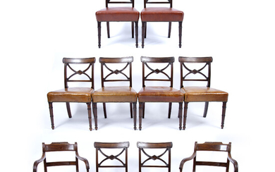 A set of six George III mahogany dining chairs