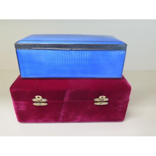 A silver blue guilloche enamel desk box, import 925 mark Lon...