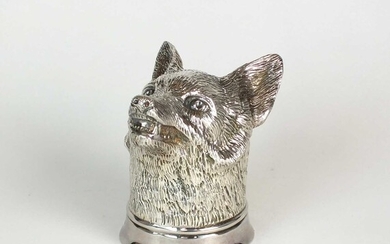 A silver fox mask stirrup cup by Comyns