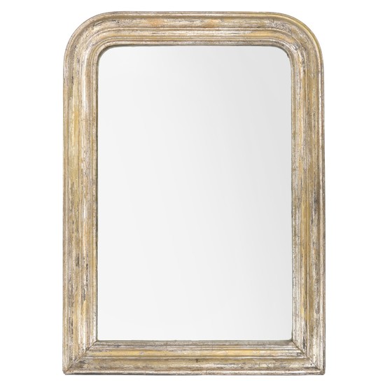 A silvered French mirror. Late 19th century. H. 87 cm. W. 64 cm.