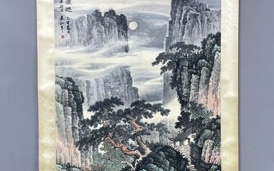 A vertical scroll of Chinese ink landscape painting on paper, Yuan Songnian