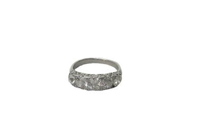 A very good early 20th century diamond five stone ring set i...
