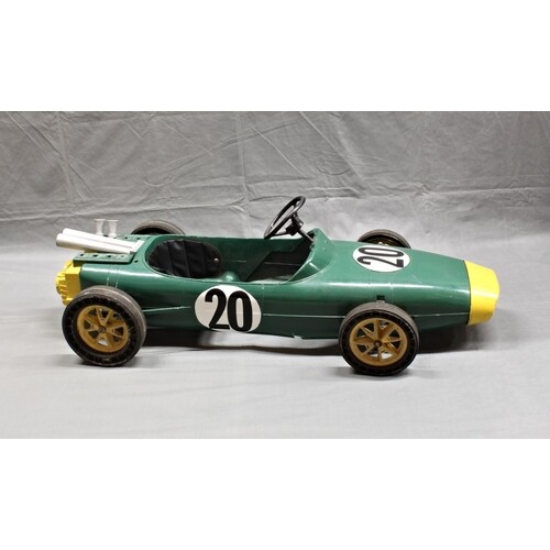 A vintage 1960s-70s Triang pedal car, Lotus racing car, of p...