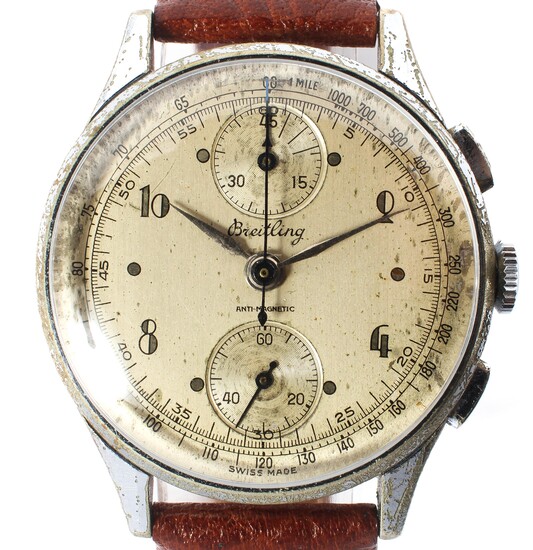 A vintage gentleman's Breitling chronograph wristwatch, steel cased