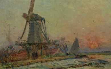 ALBERT MARIE LEBOURG (1849-1928), A windmill near Rotterdam