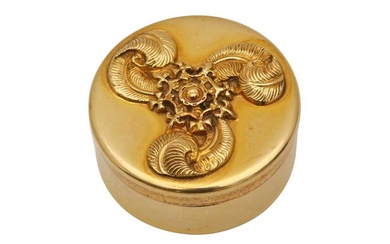 AN 18CT GOLD ASPREY COMMERATIVE PILL BOX FOR THE INVESTITURE OF CHARLES PRINCE OF WALES