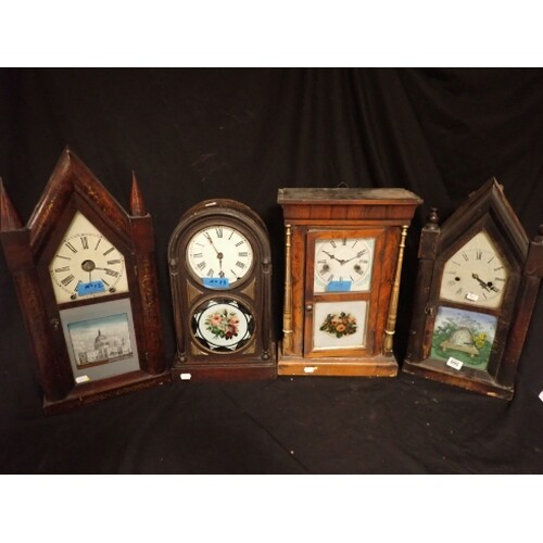 AN AMERICAN ROSEWOOD MANTEL CLOCK with an eight day thirty h...