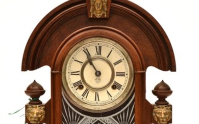 AN ANSONIA MANTLE CLOCK, 'TIME IS MONEY' H.60cm