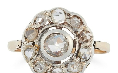 AN ANTIQUE DIAMOND CLUSTER RING, 19TH CENTURY in yellow