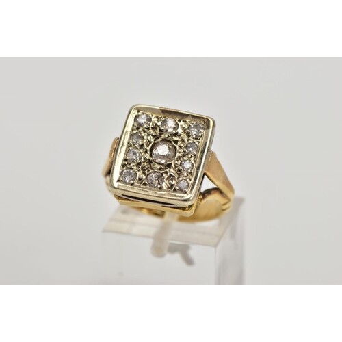 AN EARLY 20TH CENTURY 18CT GOLD, DIAMOND SIGNET RING, of a s...