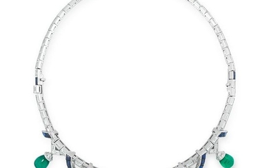 AN EMERALD, SAPPHIRE AND DIAMOND NECKLACE, MICHELE