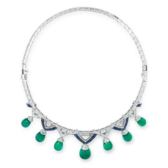 AN EMERALD, SAPPHIRE AND DIAMOND NECKLACE, MICHELE