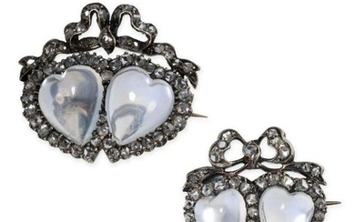 AN EXQUISITE PAIR OF ANTIQUE MOONSTONE AND DIAMOND