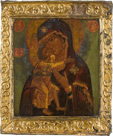 AN ICON SHOWING THE FEODOROVSKAYA MOTHER OF GOD WITH