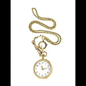 ANONYMOUS Lady's 18K gold pocket watch with chain Second...