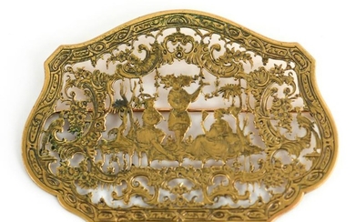 ANTIQUE CONTINENTAL GOLD PICTORAL BROOCH