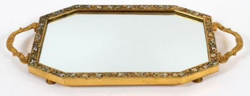 ANTIQUE FRENCH CHAMPLEVEE MIRROR PLATEAU