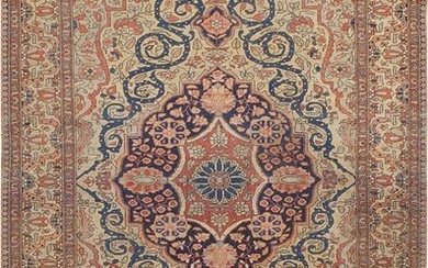 ANTIQUE PERSIAN MOHTASHAM KASHAN RUG. 3 ft 10 in x 2 ft 10 in (1.17 m x 0.86 m).