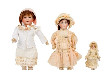 ARMAND MARSEILLE/ K & R Lot de 3 poupées de tête en porcelaine, 1ère S....