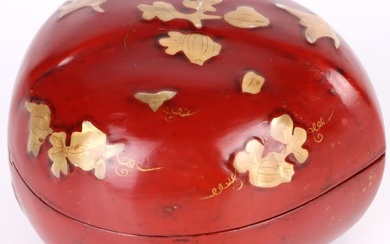 ASIAN MOTHER OF PEARL PEACH WOODEN BOX