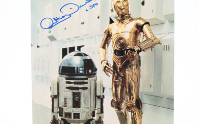 AUTOGRAPHS. THE BRITISH ACTORS ANTHONY DANIELS & KENNY BAKER WHO BOTH STARRED IN THE STAR WARS MOVIES.
