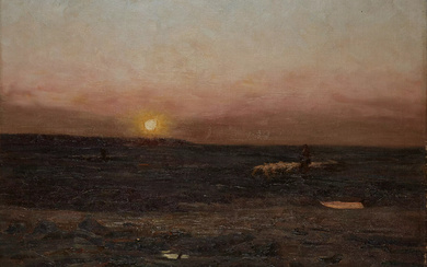 Abel Bertram, French 1871-1954 - Normandie Shepherds; oil on canvas,...