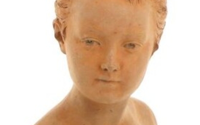 According to Jean-Antoine HOUDON (1741-1828) - "Bust of Louise Brongniart ', terracotta subject, H 45.5 cm (chip at the base of the base)