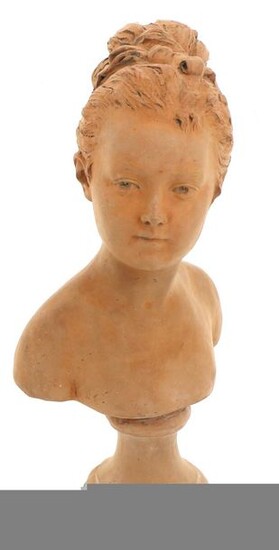 According to Jean-Antoine HOUDON (1741-1828) - "Bust of Louise Brongniart ', terracotta subject, H 45.5 cm (chip at the base of the base)