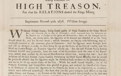 Account (An) of the digging up of the quarters of William Stayley, lately executed for high treason, for that his relations abused the Kings mercy, 1678.