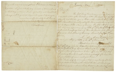 Adams, John. Manuscript letter signed, to Tench Coxe, May 1792