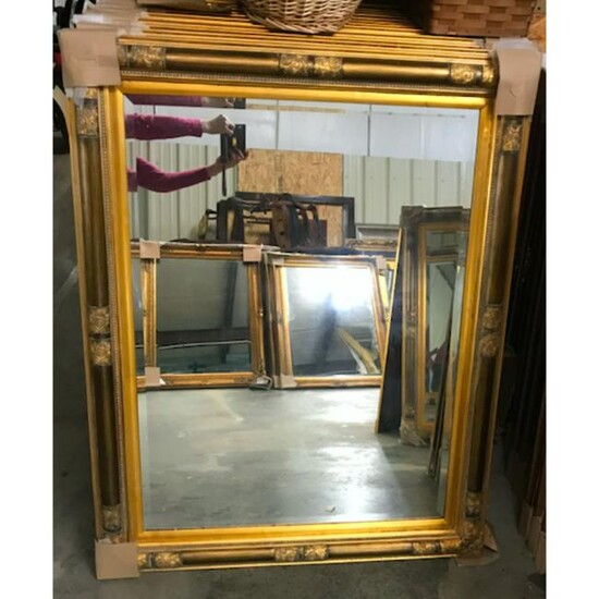 Aesthetic Style Carved Wood Gilt Beveled Mirror