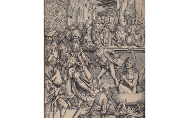 Albrecht Dürer Nuremberg 1471 - 1528 Nuremberg "Martyre de Jean l'Évangéliste Gravure sur bois sur...