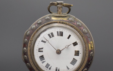 Alpine country double cased silver verge watch, around 1820, key...