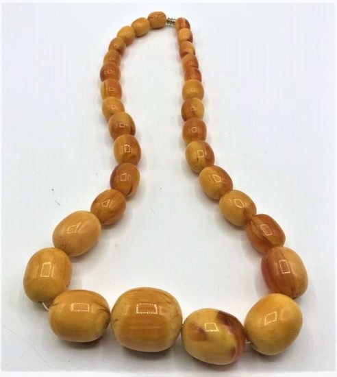 Amber Bead Necklace, Graduated Size Beads