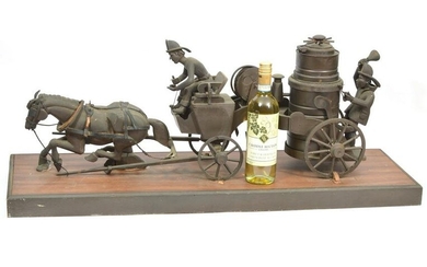 American Folk Art Wood & Tin Fire Engine Pumper