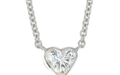 An 18ct gold heart-shape diamond pendant, with integral chain.