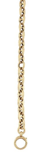 An 18ct gold watch chain, of anchor...