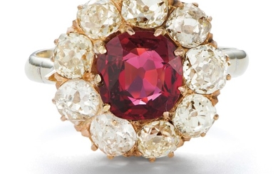 An Antique Spinel and Diamond Ring