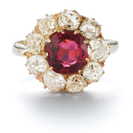 An Antique Spinel and Diamond Ring