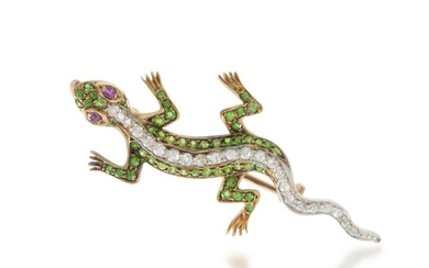 An Antique demantoid and diamond salamander