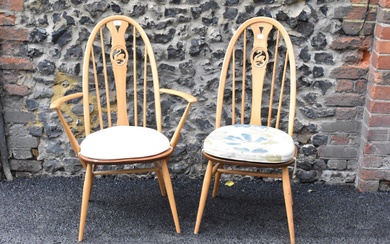 An Ercol vintage gold label, elm seated and beech...