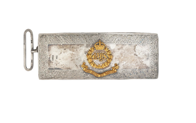 An Officer's Silver- And Ormolu-Mounted Flap Pouch To The 2nd Dragoon Guards (Queen's Bays), London Silver Hallmarks For 1900, Maker's Mark BWL