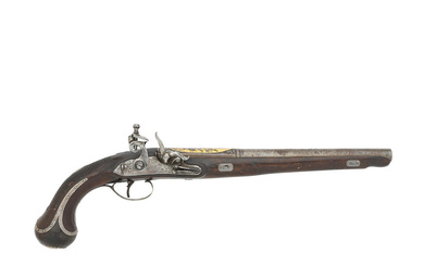 An Ottoman 20-Bore Flintlock Silver-Mounted Pistol In English Style 19th...