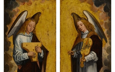An angel with a psaltery; An angel with a fiddle, After Hans Memling
