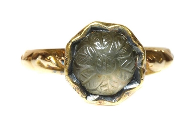 An antique single stone smoky quartz ring