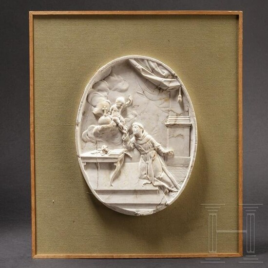 An exquisite Italian marble relief with a depiction of