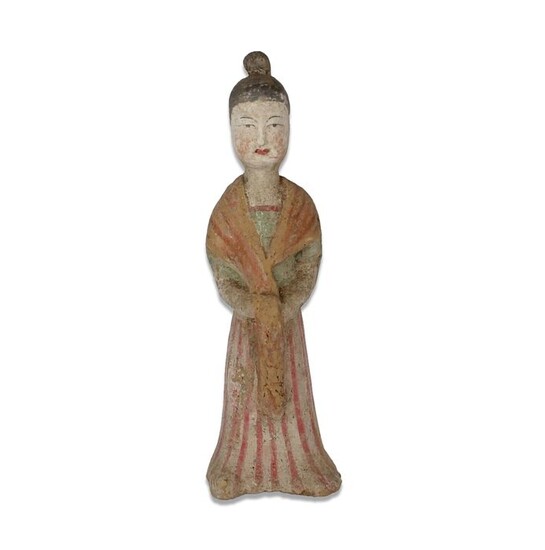 Ancient Chinese, Tang Dynasty Pottery Statuette of a servant - 245×80×0 mm - (1)