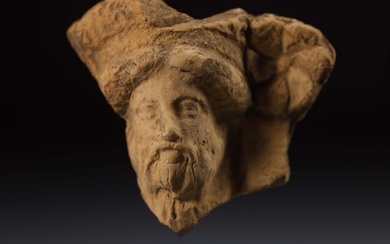 Ancient Greek Terracotta male head - 6.5 cm
